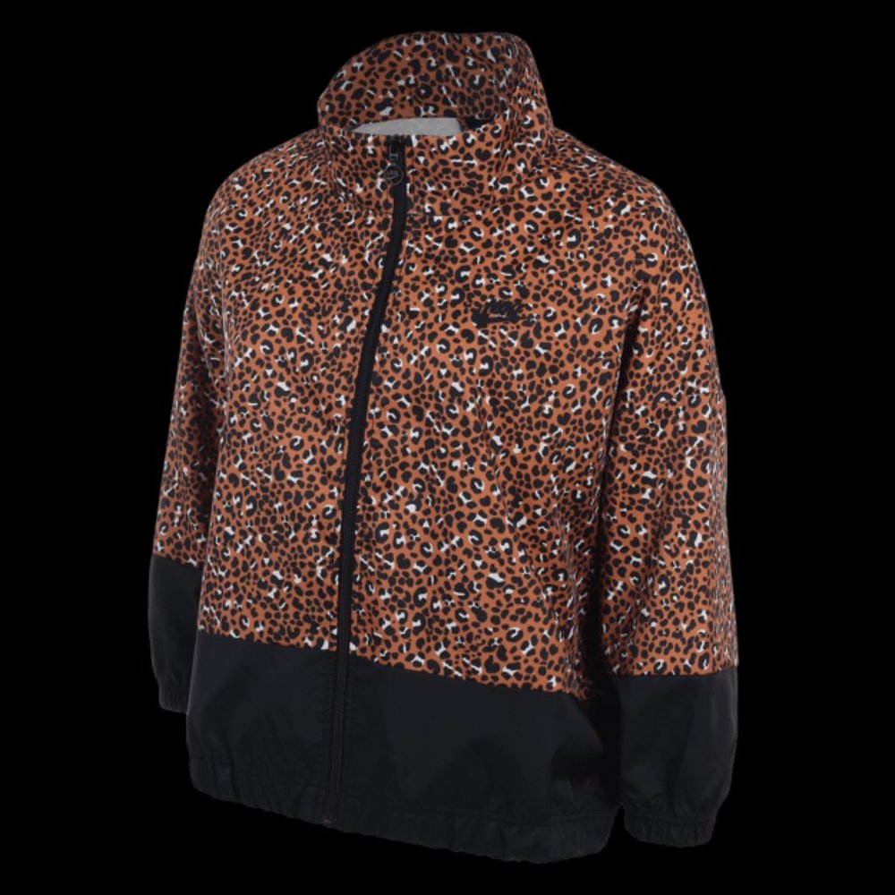 Nike Leopard Print Windbreaker Jacket in Brown and Black